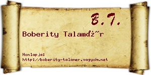 Boberity Talamér névjegykártya
